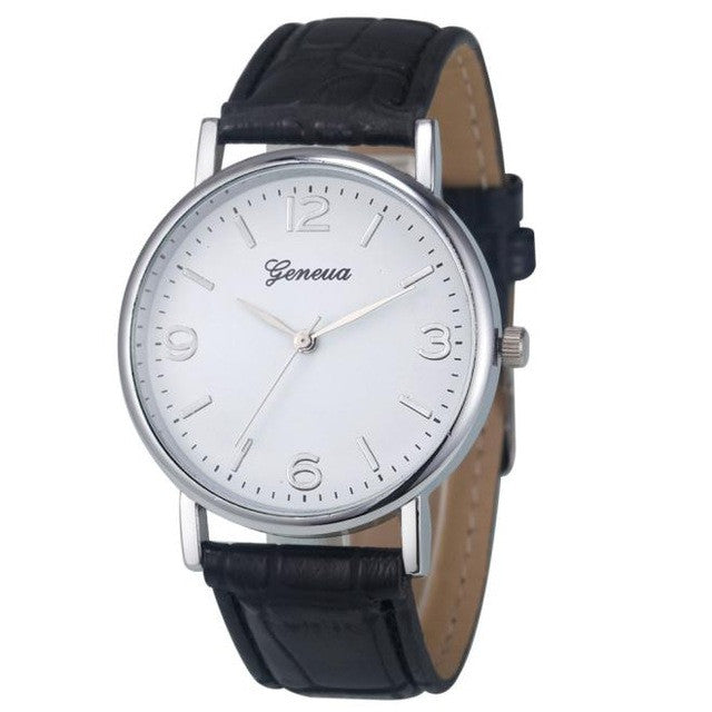 GENVIVIA Luxury Brand Business women watch 2017 Fashion Leather Analog Quartz Unisex WristWatch - fridayhost