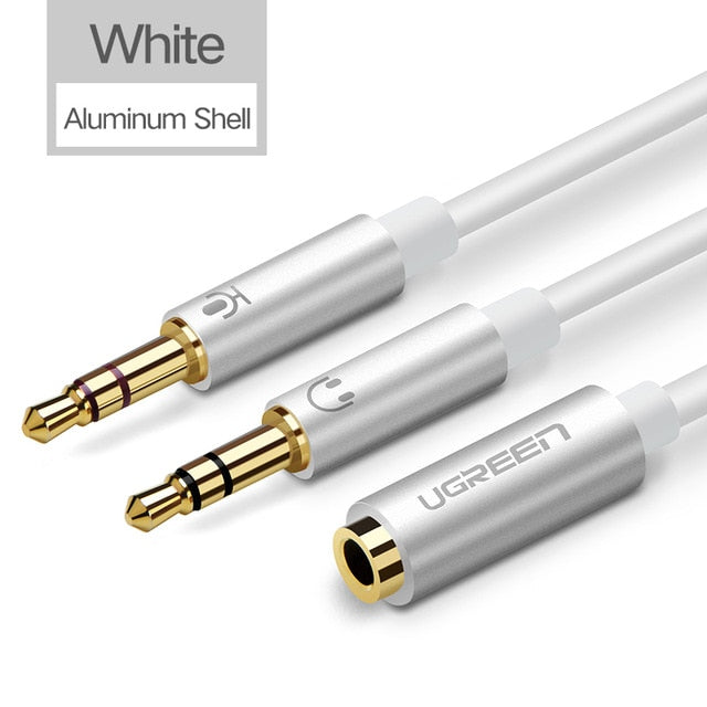 Ugreen Splitter Headphone for Computer 3.5mm Female to 2 Male 3.5mm Mic Audio Y Splitter Cable Headset to PC Adapter - fridayhost