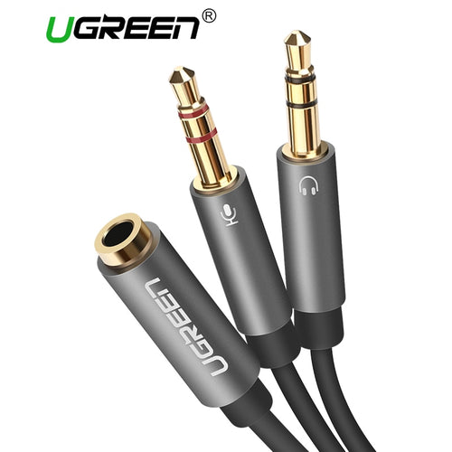 Ugreen Splitter Headphone for Computer 3.5mm Female to 2 Male 3.5mm Mic Audio Y Splitter Cable Headset to PC Adapter - fridayhost