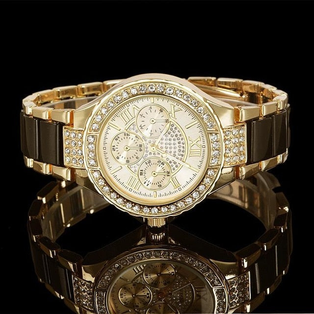 Women Crystal Watch Round Designer Ladies Fashion Bracelet Style - fridayhost