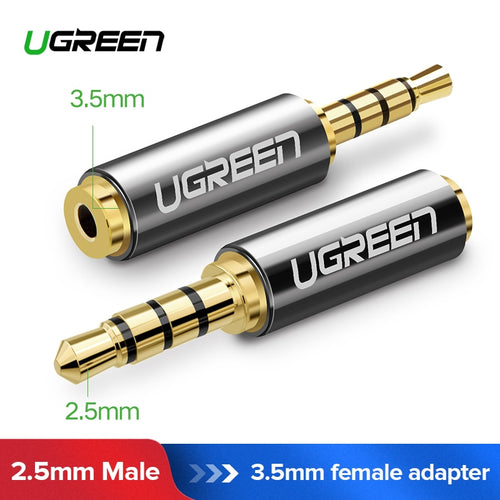 Ugreen 2.5mm Male to 3.5mm Female Stereo Full Metal Earphone Audio Headphone Adapter Connector Converter For iPhone Mobile Phone - fridayhost